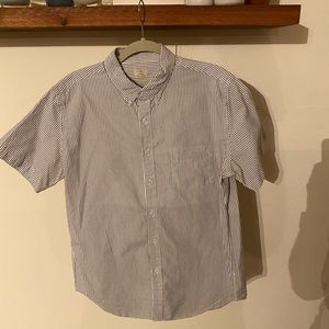 J Crew Short Sleeve Oxford Shirt - striped - Large